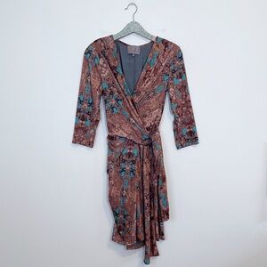 C & T Copper Turquoise Long Sleeve Wrap Dress